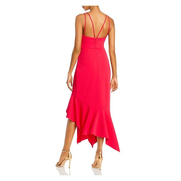 AQUA FORMAL Womens Red Crossover Skirt Handkerchief Hem Sleeveless Maxi Dress 8 - Picture 2 of 2